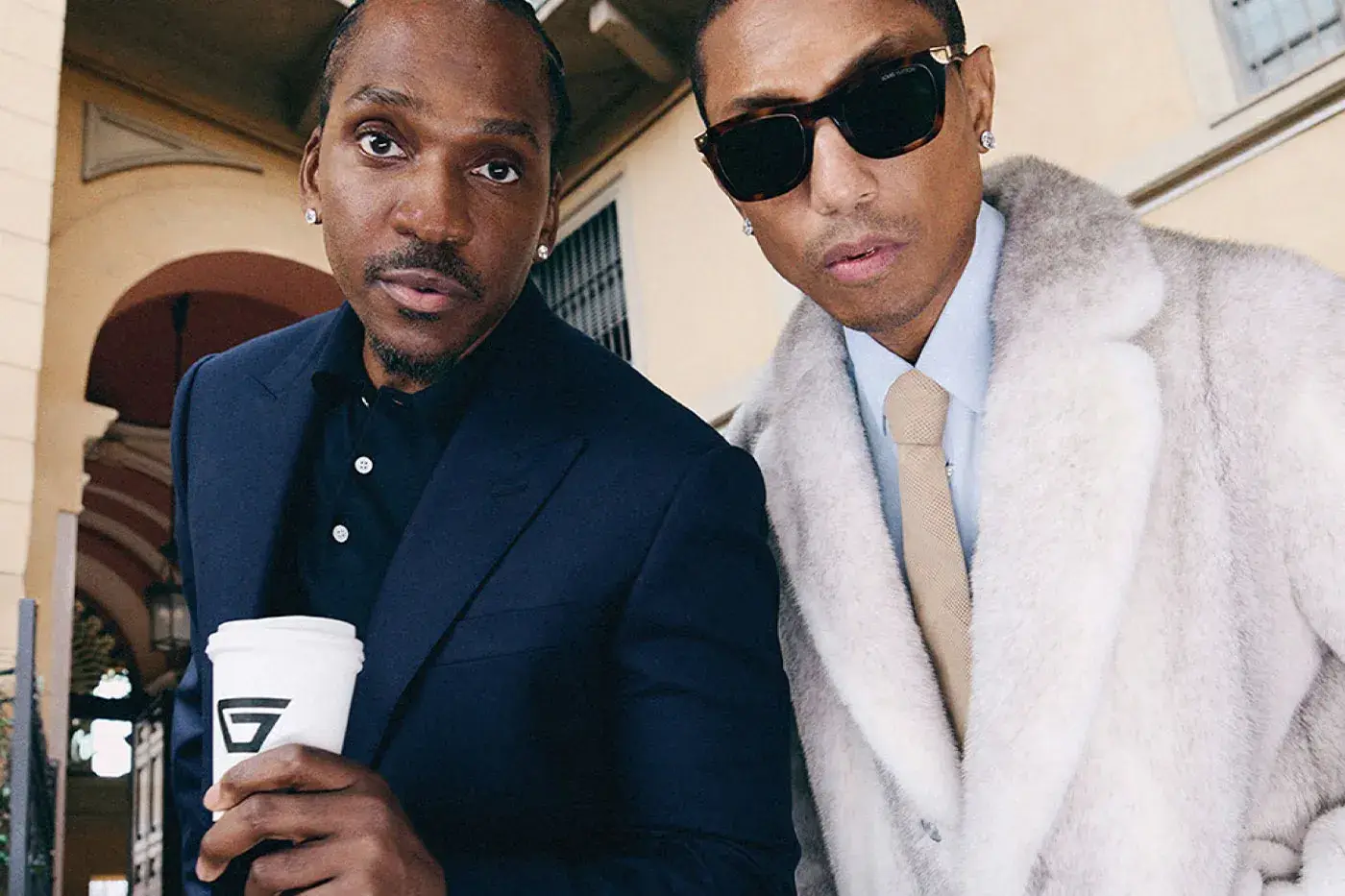 Overview of Pusha T and Pharrell Williams launching their Grindin' Coffee brand with Italian roaster Lavazza.