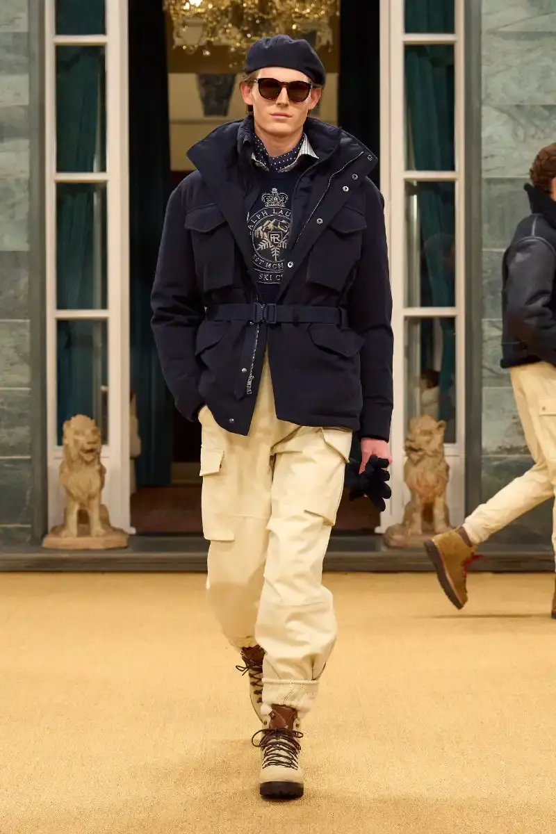 RALPH LAUREN FALL 2026 MENSWEAR IN MILAN Ralph Lauren Fall 2026 menswear collection presentation at Milan's Palazzo Ralph Lauren, featuring Purple Label and Polo lines with traditional craftsmanship. (image 11 of 73)
