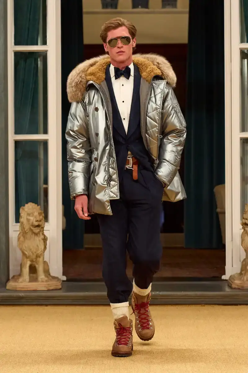 RALPH LAUREN FALL 2026 MENSWEAR IN MILAN Ralph Lauren Fall 2026 menswear collection presentation at Milan's Palazzo Ralph Lauren, featuring Purple Label and Polo lines with traditional craftsmanship. (image 4 of 73)