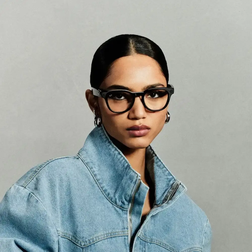 An image detailing the release of new Ray-Ban Meta prescription smart glasses, outlining their design features, tech functions, and release date.