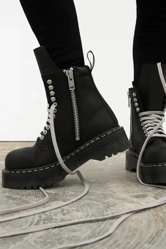 RICK OWENS DR MARTENS FW26 QUAD SOLE RELEASE image detailing the release dates and design features of the Fall Winter 2026 footwear collaboration between Rick Owens and Dr. Martens. (image 4 of 4)