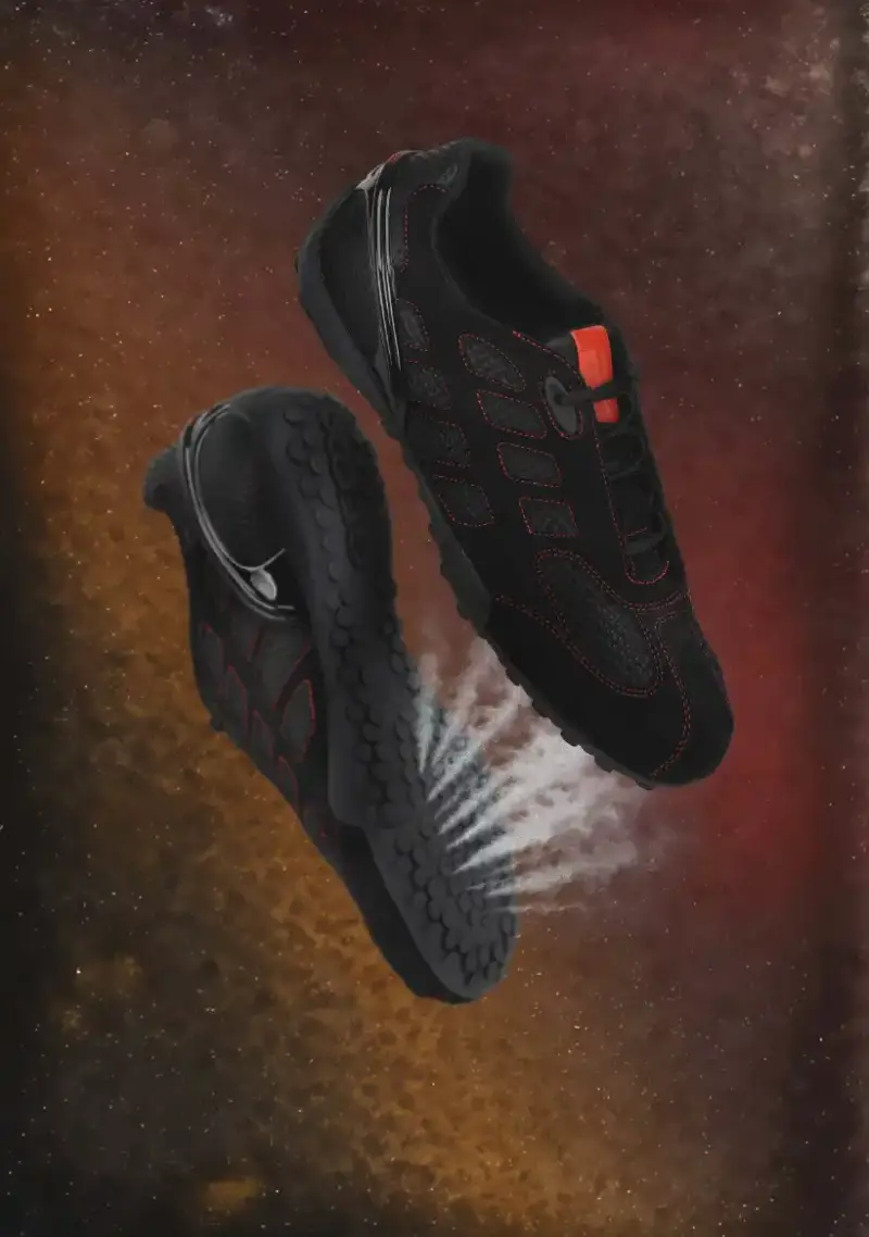 ROBYN LYNCH REWORKS GEOX SNAKE FOR 20TH YEAR Irish menswear designer Robyn Lynch collaborates with Italian footwear brand Geox to redesign the Snake sneaker, celebrating 20 years of the silhouette with five new versions launching in February 2026. (image 7 of 7)