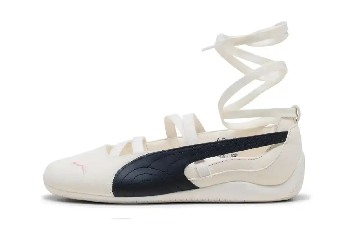 ROSÉ PARTNERS WITH PUMA FOR SPEEDCAT FOOTWEAR LINE image about ROSÉ's footwear collaboration with PUMA, detailing two sneaker models with specific design features, colorways, and product specifications. The content includes information about ballet-inspired elements, color options, and release details for the ROSIE collection. (image 11 of 11)