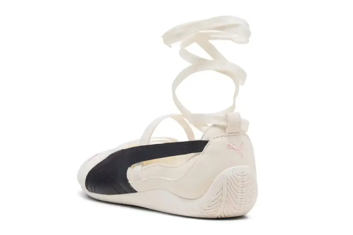 ROSÉ PARTNERS WITH PUMA FOR SPEEDCAT FOOTWEAR LINE image about ROSÉ's footwear collaboration with PUMA, detailing two sneaker models with specific design features, colorways, and product specifications. The content includes information about ballet-inspired elements, color options, and release details for the ROSIE collection. (image 7 of 11)