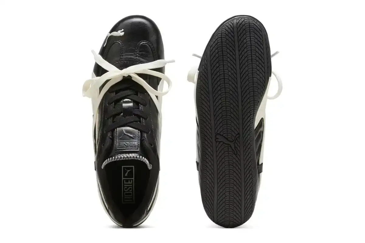 ROSÉ PARTNERS WITH PUMA FOR SPEEDCAT FOOTWEAR LINE image about ROSÉ's footwear collaboration with PUMA, detailing two sneaker models with specific design features, colorways, and product specifications. The content includes information about ballet-inspired elements, color options, and release details for the ROSIE collection. (image 5 of 11)