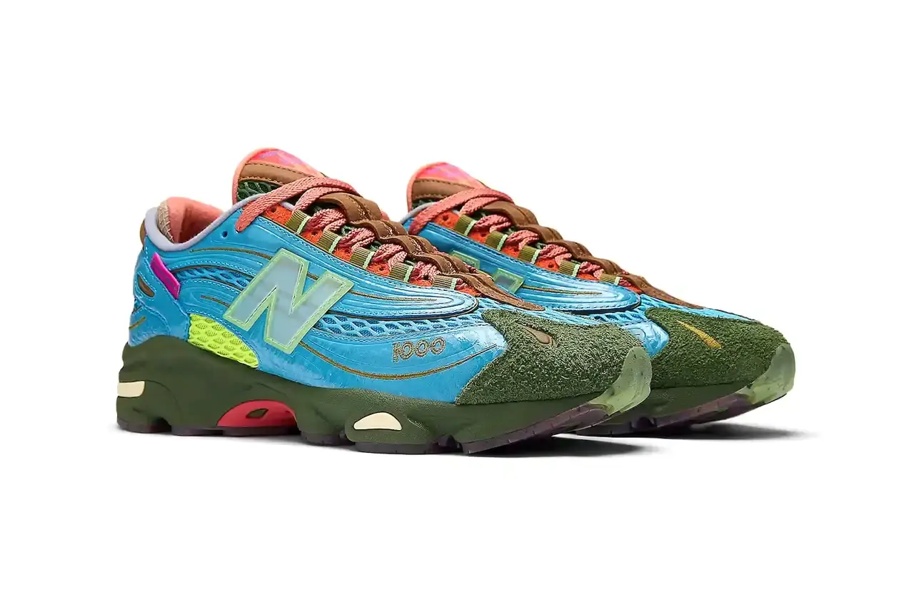 BEMBURY PREVIEWS NEW BALANCE 1000 DESIGNS image about designer Salehe Bembury's preview of two upcoming New Balance 1000 sneaker collaborations. The content includes details about the shoes' construction materials, color schemes, and expected release information. The article is structured with a summary section followed by detailed paragraphs covering the collaboration background, design elements, and availability timeline. (image 3 of 5)