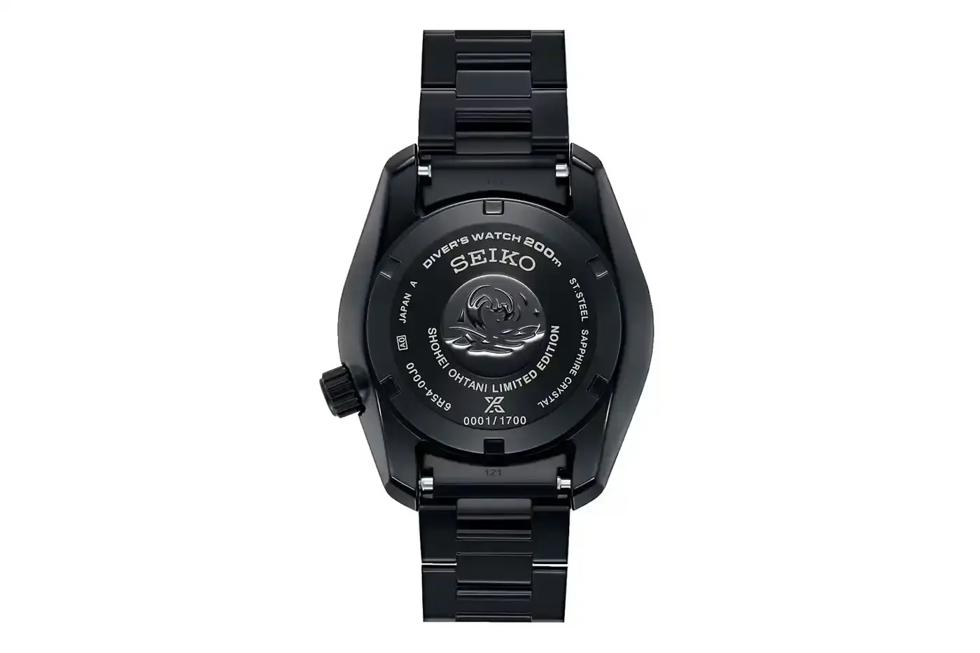 Seiko Two Seiko Prospex limited edition watches honoring Shohei Ohtani. Left watch shows model SBEJ023 with black dial and blue bezel. Right watch displays model SBEJ025 with white dial. Both feature Dodgers team colors and Ohtani's signature on the clasp. (image 6 of 6)