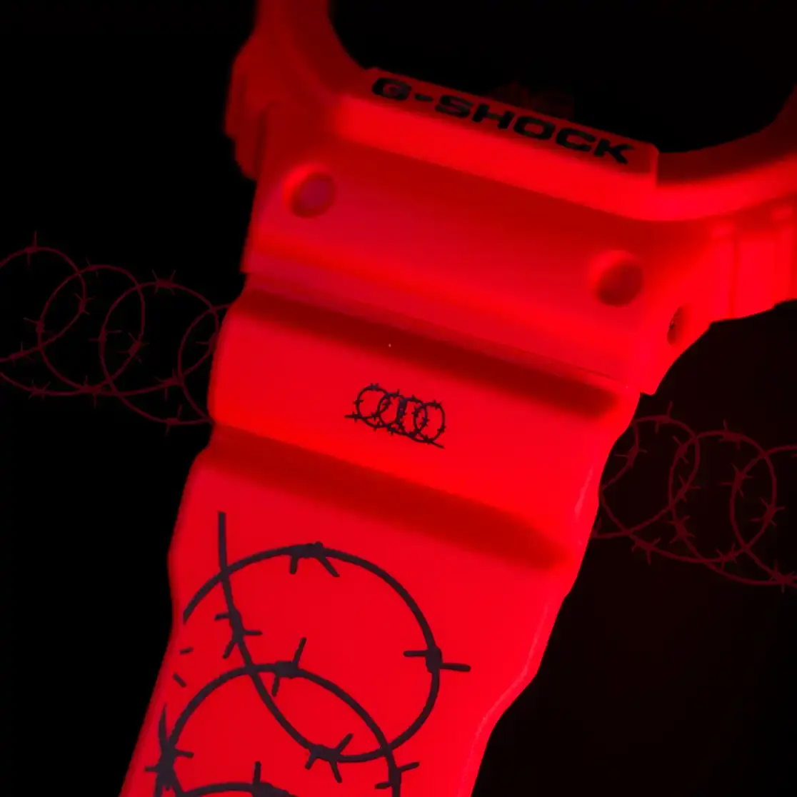 SFERA EBBASTA LAUNCHES G-SHOCK COLLECTION image about Sfera Ebbasta's collaboration with G-SHOCK, featuring two limited edition watch models with custom design elements. (image 4 of 5)