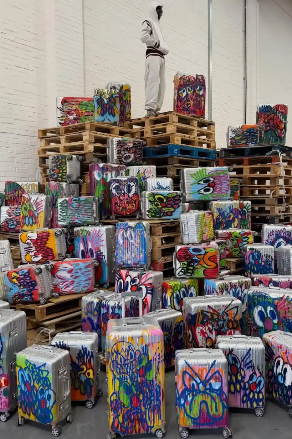 SLAWN TEASES RIMOWA SUITCASE COLLABORATION Image of an article about artist Olaolu Slawn teasing a graffiti-styled luggage collaboration with RIMOWA. (image 4 of 7)