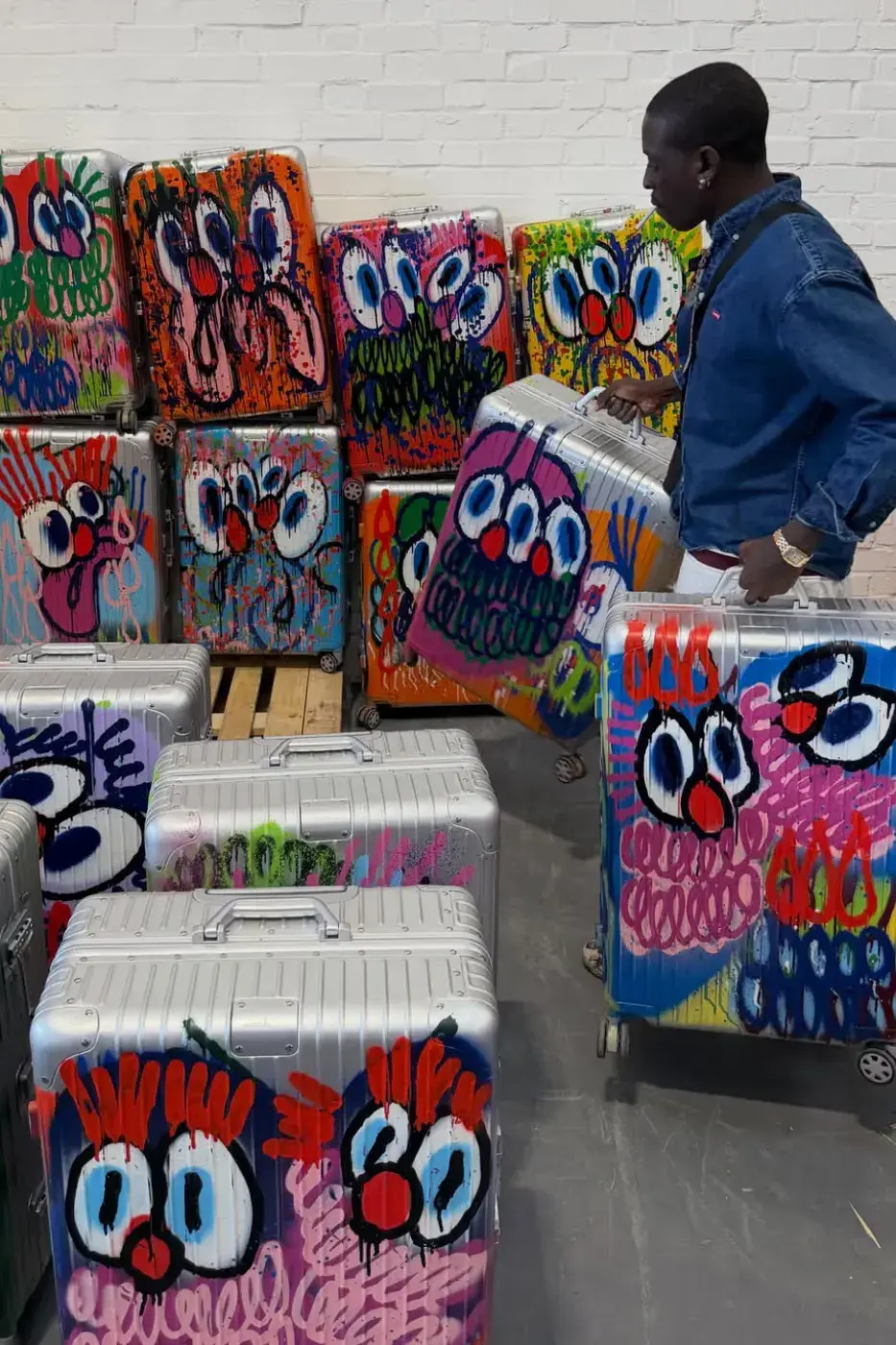 SLAWN TEASES RIMOWA SUITCASE COLLABORATION Image of an article about artist Olaolu Slawn teasing a graffiti-styled luggage collaboration with RIMOWA. (image 3 of 7)