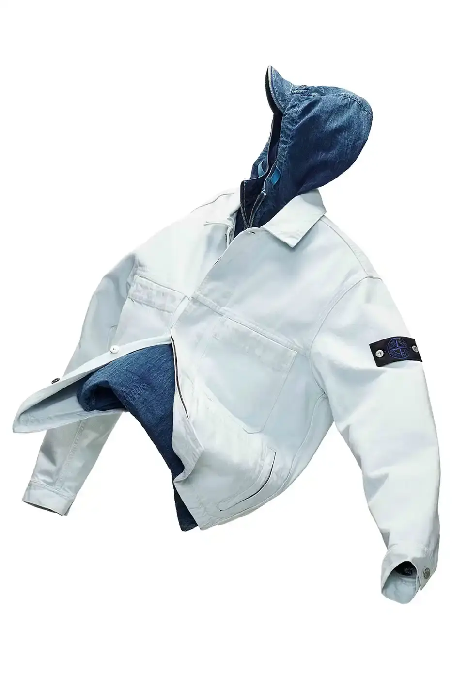 STONE ISLAND SS26 DENIM RESEARCH RELEASE image detailing the release of the Stone Island Spring Summer 2026 Denim Research clothing collection featuring enzyme washed materials. (image 4 of 4)