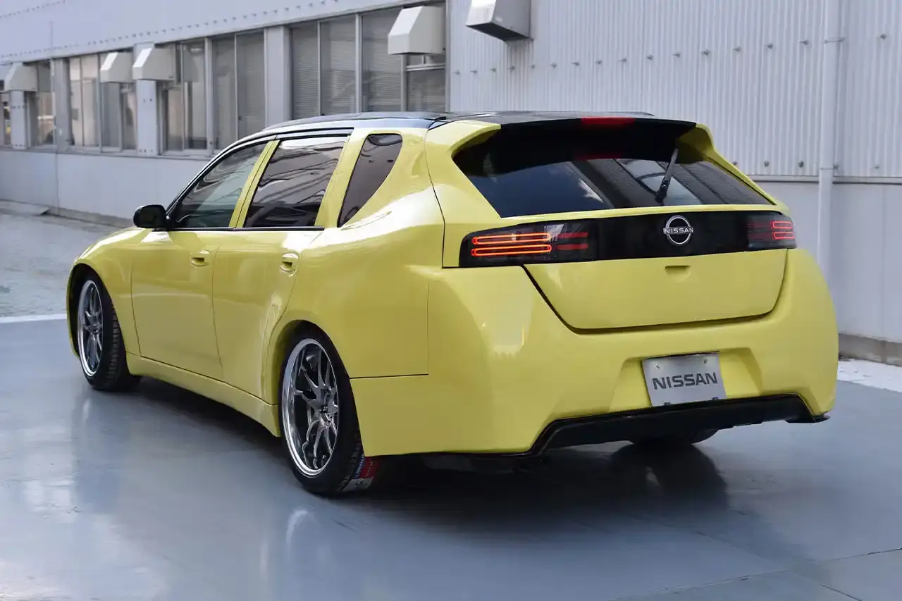 Nissan Article about three custom Nissan vehicles built by technical college students. Details NEO Skyline's retro-modern design, Z Lealia's sports wagon concept, and Bluebird Kiwami's luxury modifications for Tokyo Auto Salon 2025. (image 8 of 9)