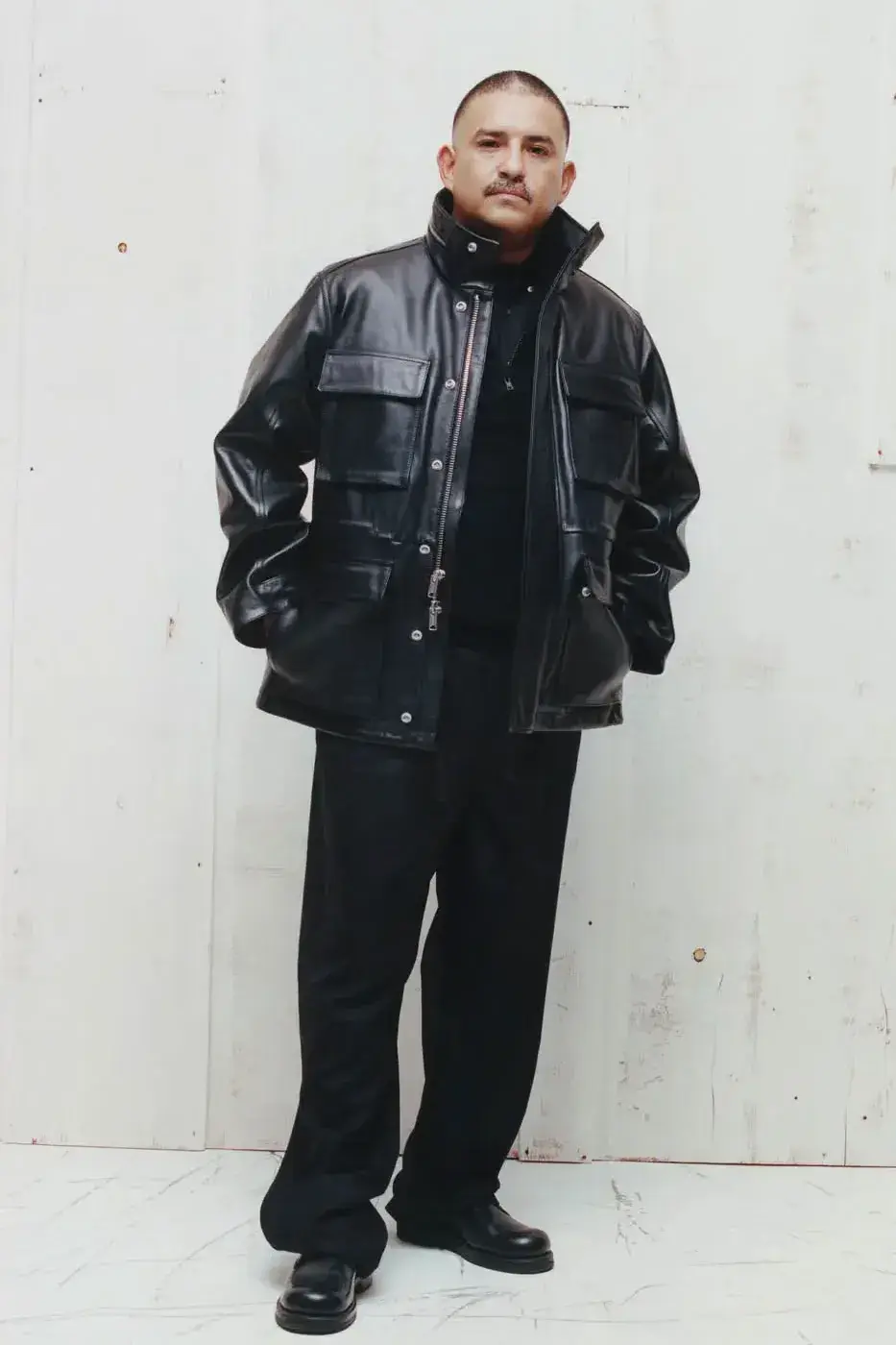 STÜSSY HOLIDAY ’26: PUFFERS, LEATHER AND CAMO PANTS image of the Stüssy Holiday ’26 collection, with outerwear and camouflage trousers, on sale October 23, 2026 at Chapter stores and online. (image 3 of 6)
