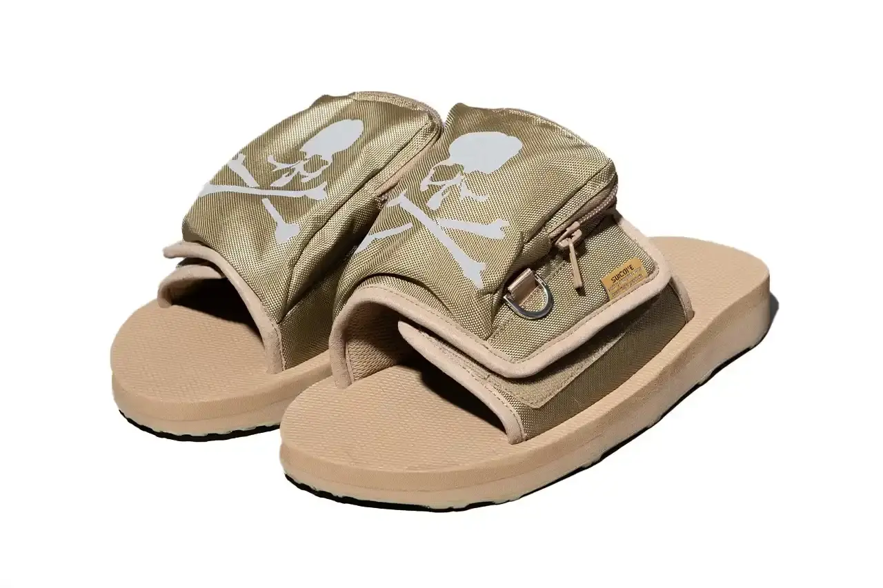 SUICOKE TEAMS UP WITH MASTERMIND JAPAN FOR NEW SANDALS Article about Japanese footwear collaboration between SUICOKE and mastermind JAPAN featuring reflective sandals with technical specifications, pricing, and availability details. Content includes brand background, product features, materials, and retail information. (image 4 of 6)