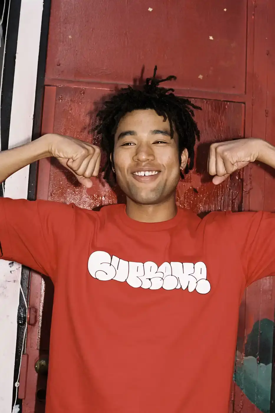 SUPREME PARTNERS WITH HOMERUN FOR BASEBALL-INSPIRED COLLECTION image of the Spring 2025 collaboration between Supreme and Homerun, a brand based in both New York City and Tokyo. The collection features baseball-inspired apparel including varsity jackets in silver and black, baseball jerseys in teal, navy, and pinstriped designs, plus hooded sweatshirts, t-shirts, and New Era caps. All items display co-branding with Homerun's cartoon graphics and "Non Stop" motto. The collection launches May 15 globally and May 17 in Asia through Supreme's website and stores. (image 13 of 14)