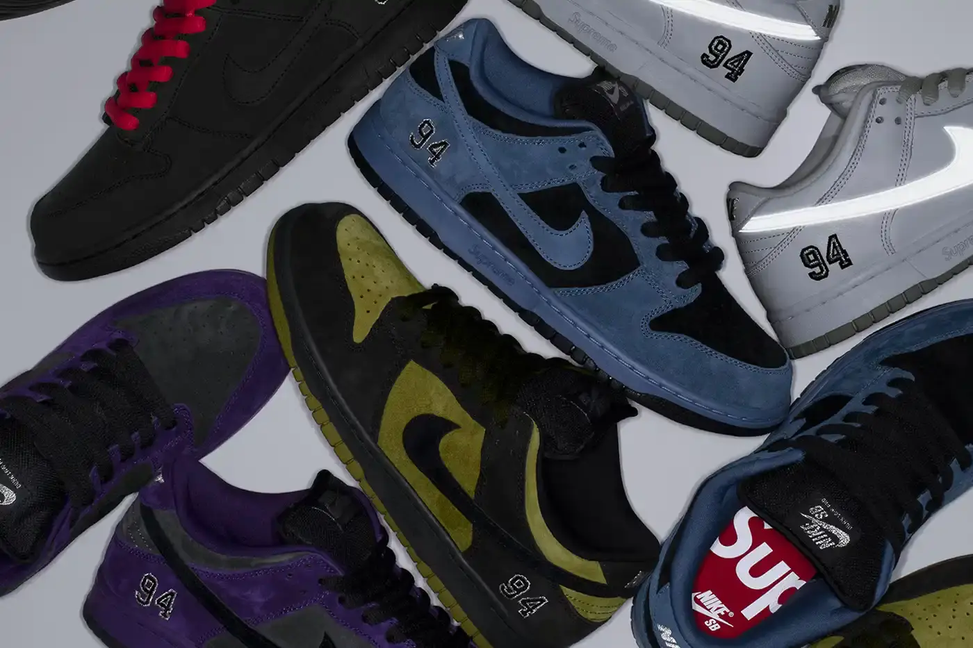 SUPREME NIKE SB DUNK LOW RETURNS FALL 2025 image about Supreme and Nike SB's Fall 2025 Dunk Low collaboration featuring five colorways with leather, nubuck, and suede uppers, regional exclusive releases, and September launch dates. (image 2 of 18)