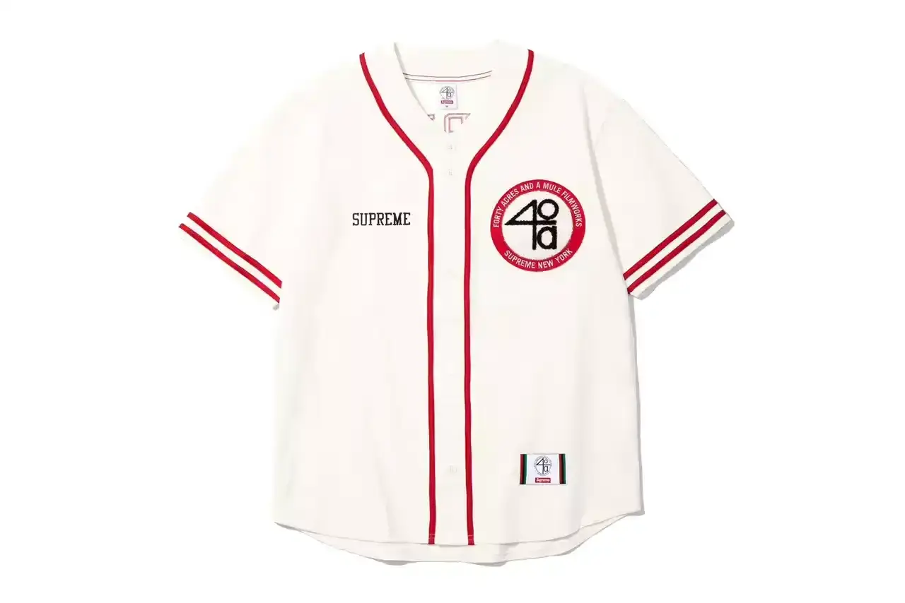 SUPREME AND SPIKE LEE JOIN FORCES FOR FILM-INSPIRED COLLECTION image of details a new fashion collaboration between Supreme and filmmaker Spike Lee. It discusses Lee's career achievements as a director and highlights the upcoming capsule collection created with his production company, 40 Acres & a Mule Filmworks. The collection includes apparel items inspired by Lee's films "Malcolm X" and "Clockers" and will be available in stores and online starting April 24, 2025. (image 6 of 6)
