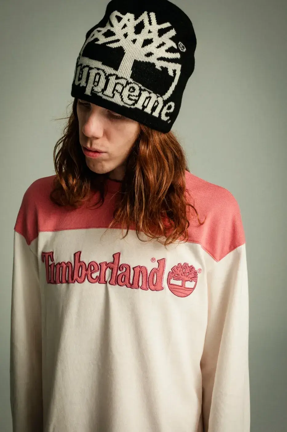 SUPREME X TIMBERLAND FALL 2026 APPAREL DROPS OCTOBER 22 Text summary of an article about the Supreme and Timberland Fall 2026 collection, which includes jackets, tops, pants and headwear and releases on October 22 and October 24. (image 19 of 19)