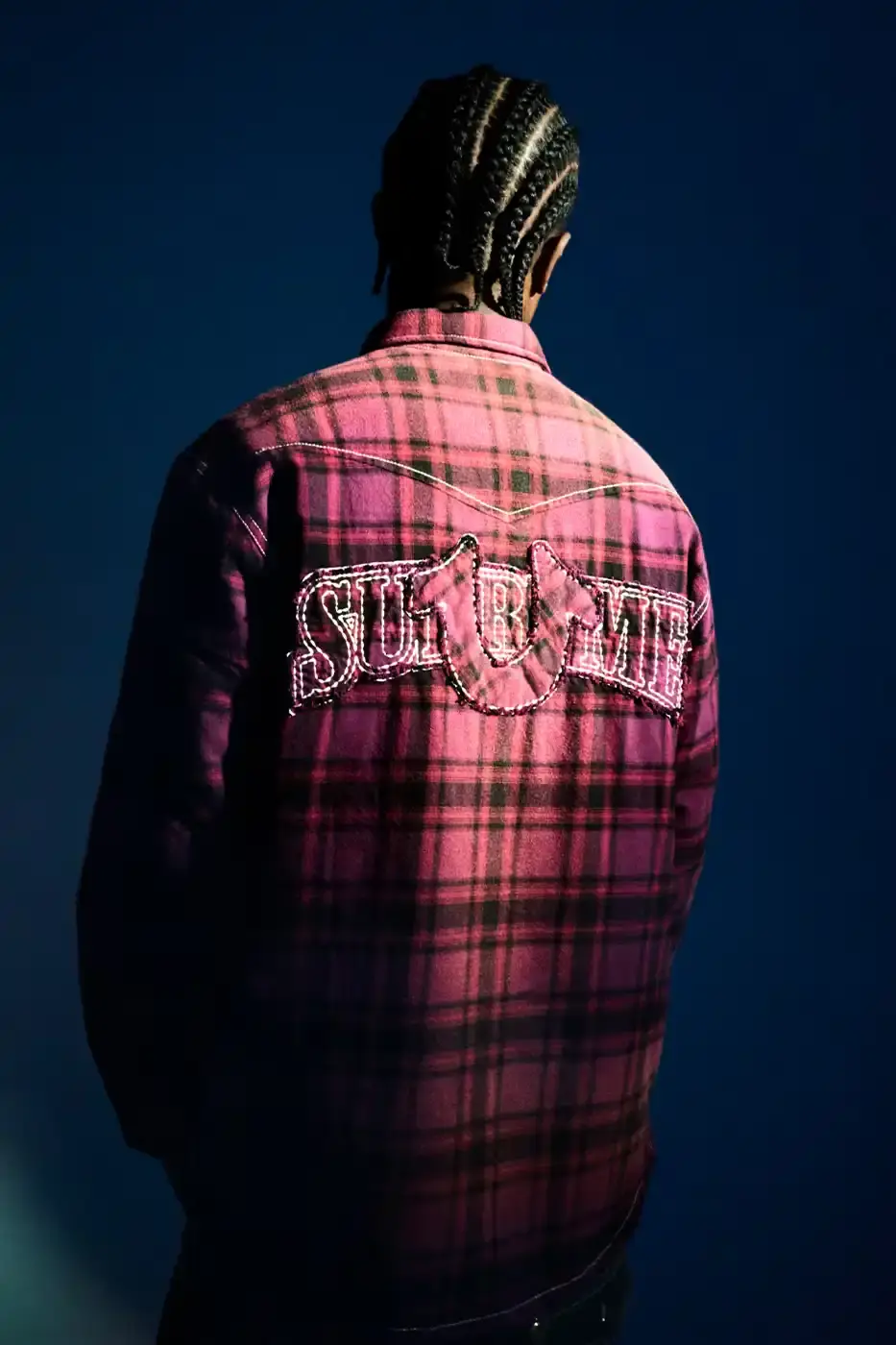 SUPREME TEAMS WITH TRUE RELIGION FOR FALL 2025 Supreme and True Religion announce a Fall 2025 collaboration featuring denim and leather outerwear, hoodies, accessories, and signature horseshoe logo details, releasing November 20, 2025. (image 11 of 15)