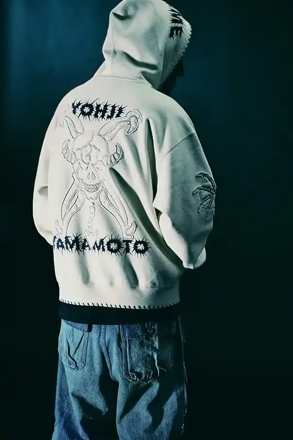 SUPREME X Y'S YAMAMOTO FALL 2025 COLLECTION Fashion collaboration image describing Supreme and Y's by Yohji Yamamoto Fall 2025 collection featuring punk aesthetics and skull designs. (image 7 of 20)