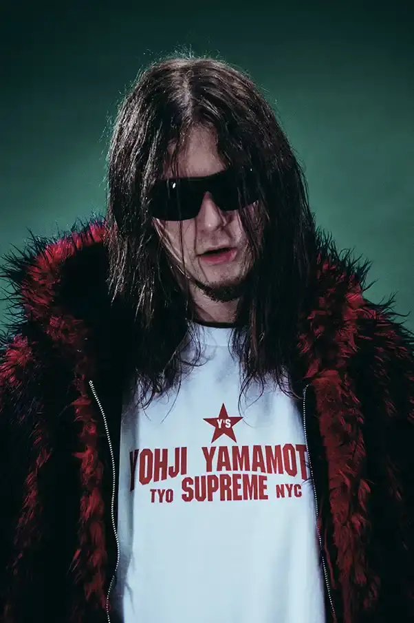 SUPREME X Y'S YAMAMOTO FALL 2025 COLLECTION Fashion collaboration image describing Supreme and Y's by Yohji Yamamoto Fall 2025 collection featuring punk aesthetics and skull designs. (image 2 of 20)