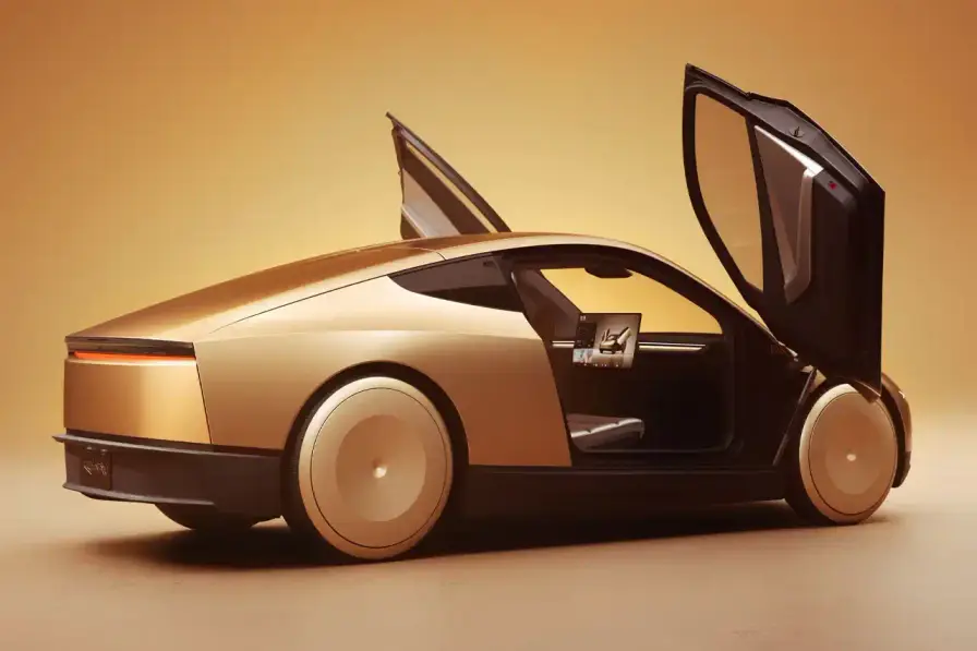TESLA INTRODUCES SELF-DRIVING "CYBERCAB ROBOTAXI" CONCEPT Tesla unveils Cybercab Robotaxi and Robovan concepts at We, Robot event. Autonomous vehicles designed for public transport, featuring futuristic design with butterfly doors. Planned production before 2027, target price under $30,000. Elon Musk claims improved safety and cost-efficiency. Full Self-Driving expansion for Model 3 and Y in California and Texas next year (image 3 of 12)