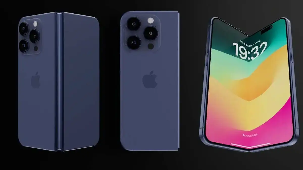 Informational article detailing Ming-Chi Kuo's report on Apple's upcoming foldable iPhone. The article covers specifications including a 7.8-inch internal display, 5.5-inch external screen, titanium construction, Touch ID authentication, enhanced AI capabilities, and projected release timeline for late 2026 or early 2027, with an estimated price above $2,500. (image 2 of 2)