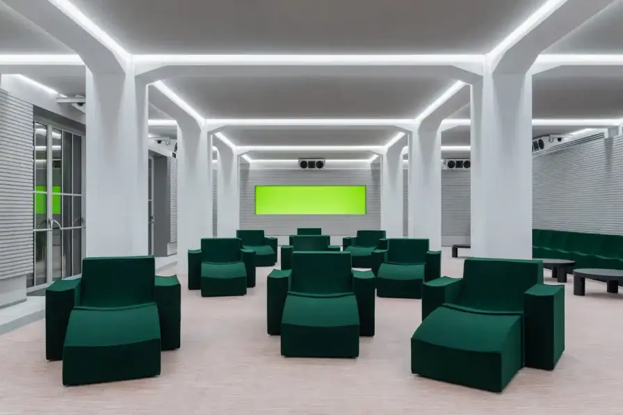 TRIENNALE MILANO OPENS VOCE AUDIO SPACE image about Voce, a new audio venue at Milan's Triennale Museum combining listening room and cocktail service. Features details about architectural design, acoustic systems, programming, and operating hours. Located at Palazzo dell'Arte with evening cocktail service Tuesday through Sunday. (image 3 of 14)