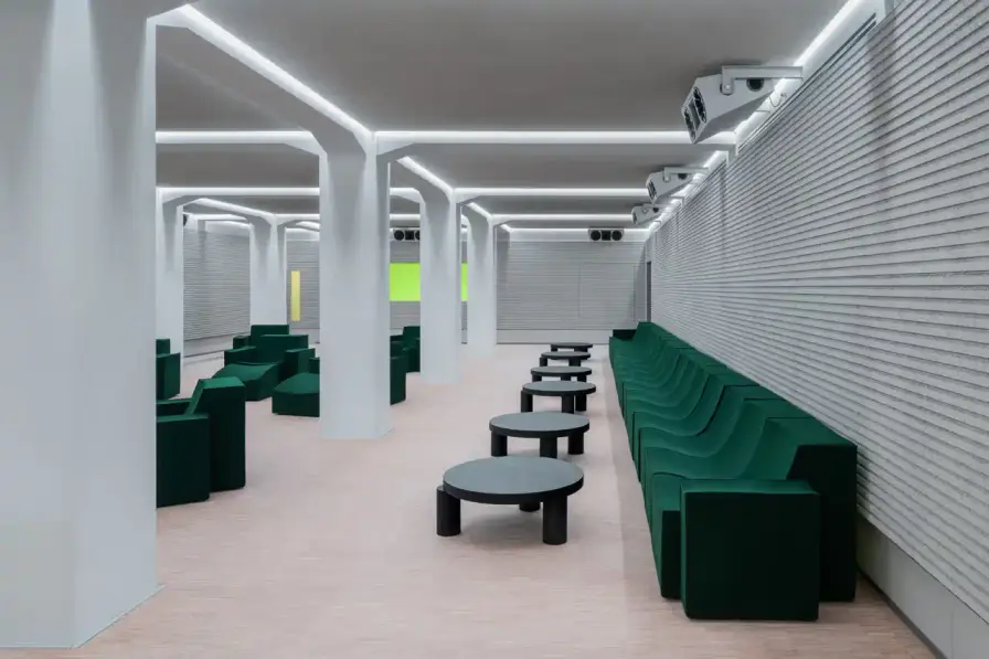 TRIENNALE MILANO OPENS VOCE AUDIO SPACE image about Voce, a new audio venue at Milan's Triennale Museum combining listening room and cocktail service. Features details about architectural design, acoustic systems, programming, and operating hours. Located at Palazzo dell'Arte with evening cocktail service Tuesday through Sunday. (image 8 of 14)