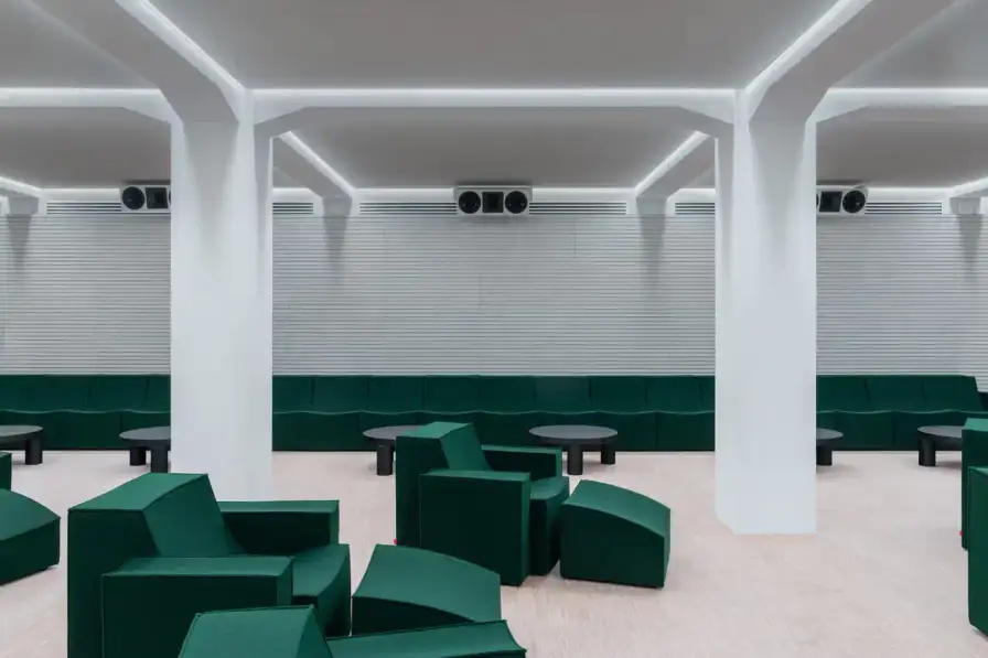 TRIENNALE MILANO OPENS VOCE AUDIO SPACE image about Voce, a new audio venue at Milan's Triennale Museum combining listening room and cocktail service. Features details about architectural design, acoustic systems, programming, and operating hours. Located at Palazzo dell'Arte with evening cocktail service Tuesday through Sunday. (image 6 of 14)