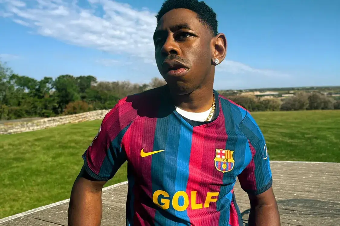 TYLER, THE CREATOR BARÇA SHIRT: FULL CREATIVE CONTROL image about Spotify giving Tyler, The Creator full creative control of the FC Barcelona El Clásico shirt on October 25, with a GOLF WANG clothing range, a short film, an event in Barcelona and an eFootball kit.