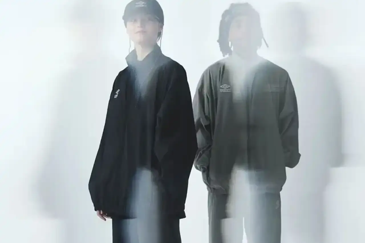 Umbro Collection items from Umbro x Rainbow Disco Club collaboration including track jackets, pants, headbands, and mesh bags. (image 2 of 7)