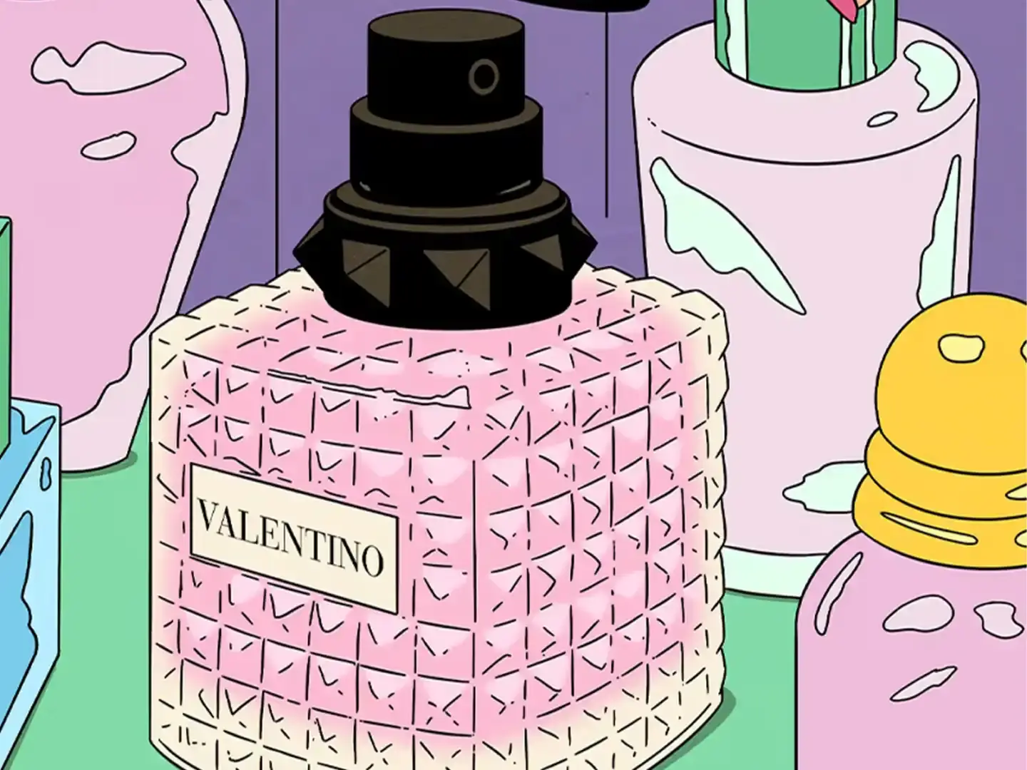Valentino Beauty partners with seven visual artists to create digital reinterpretations of the Born in Roma perfume bottle, shared through social channels.
