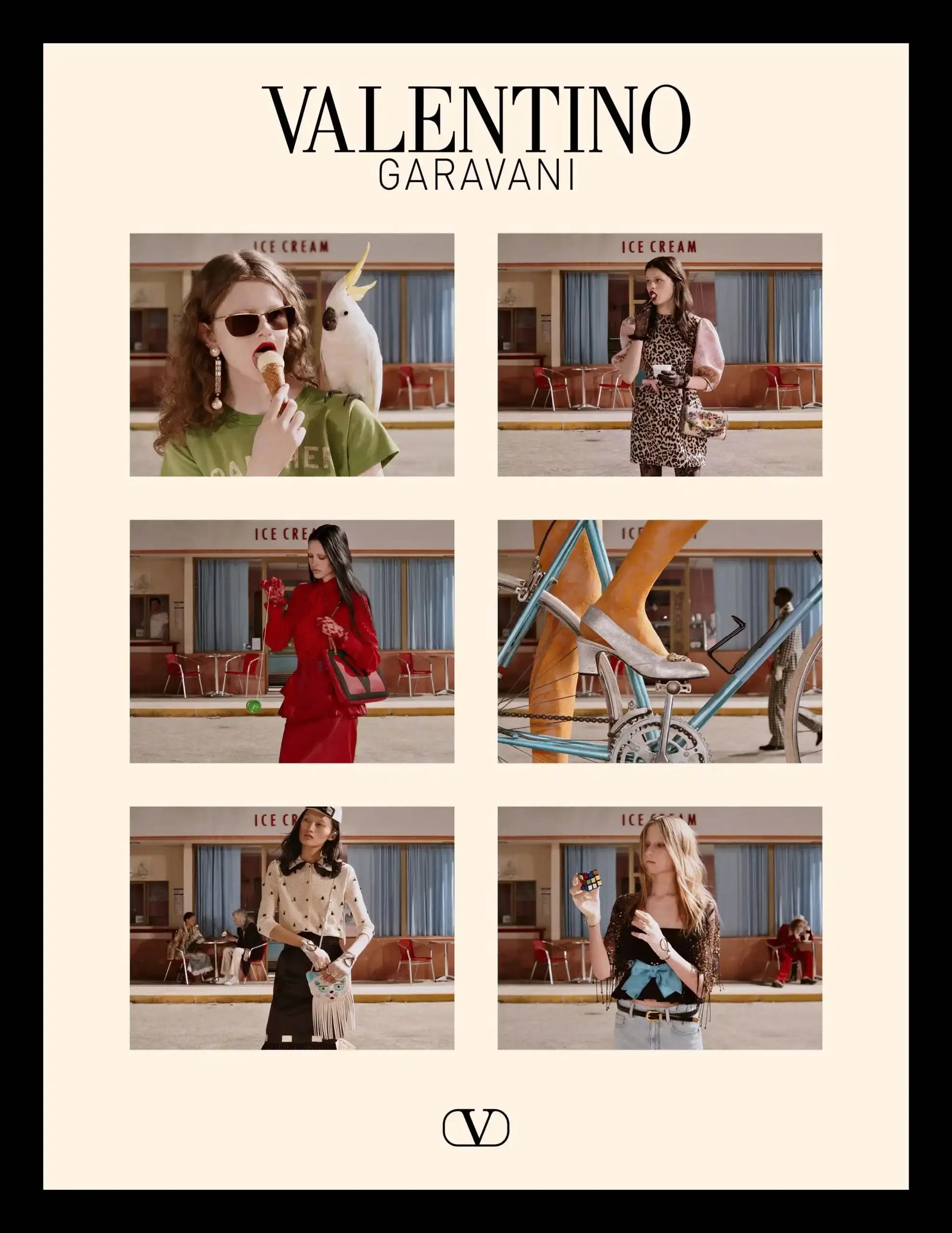 FINDING POETRY IN EVERYDAY LIFE: VALENTINO'S FALL 2025 CAMPAIGN image of Valentino's Fall 2025 advertising campaign directed by Alessandro Michele. The campaign features a stationary camera capturing everyday scenes and moments, with models and celebrities including Kai Schreiber, Sophie Thatcher, Scarlett White, Amelia Gray, and Lorenzo Zurzolo. Michele's creative vision emphasizes slowing down to appreciate the poetic aspects of ordinary life and daily routines. The campaign was photographed by Glen Luchford and represents the Rome-based fashion house's artistic direction for the upcoming fall season. (image 1 of 3)