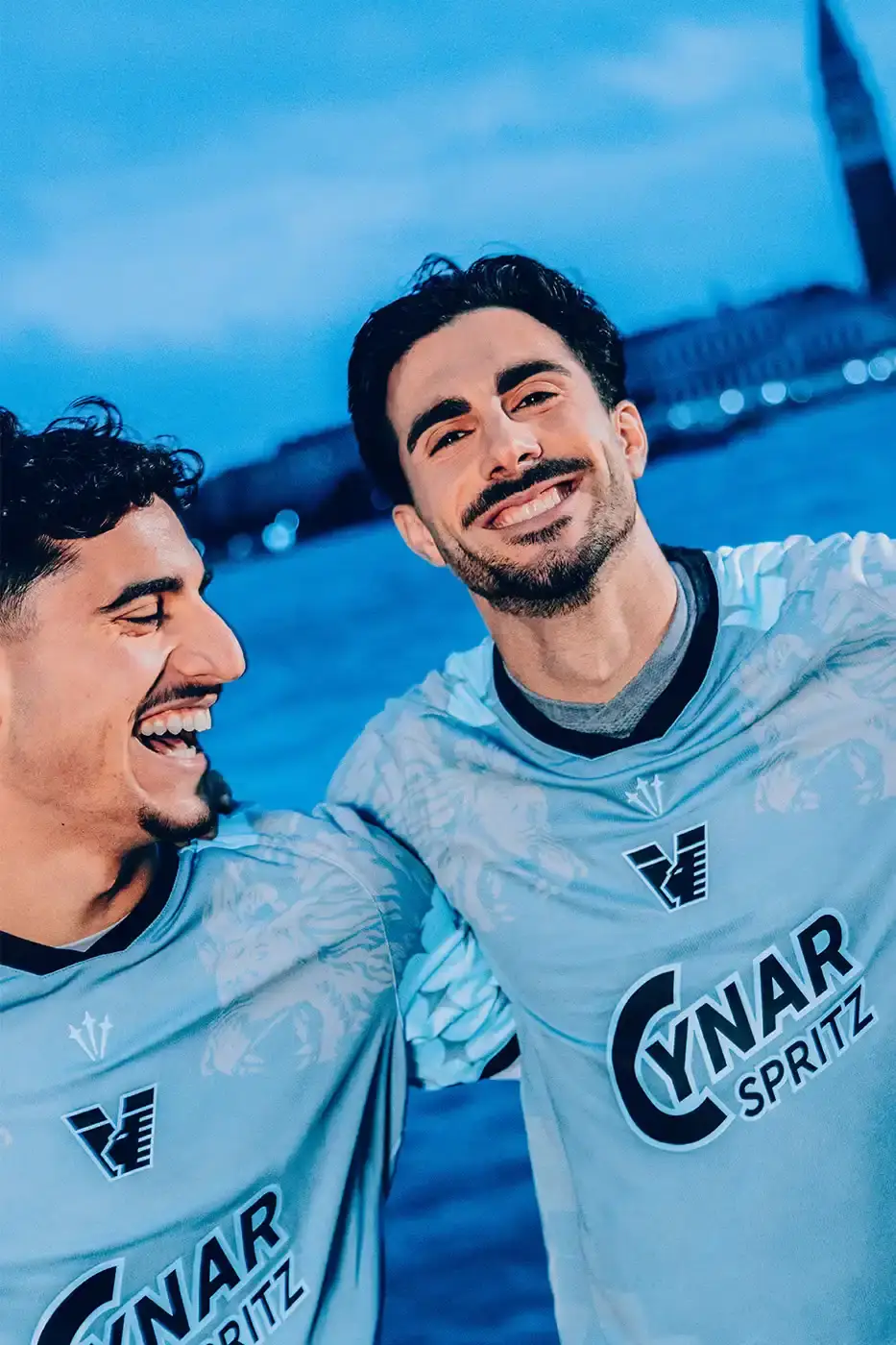 VENEZIA FC AND NOCTA DROP FOURTH KIT FOR 25/26 image about Venezia FC's collaboration with NOCTA on a new football jersey design inspired by Venice's lagoon, featuring local athletes and cultural figures in the campaign. (image 8 of 10)