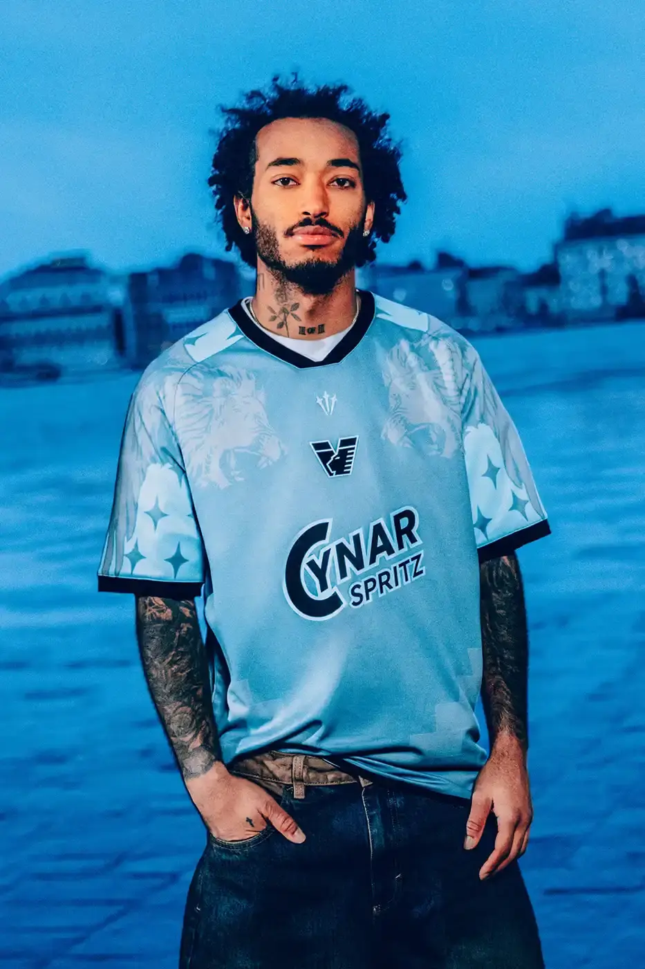 VENEZIA FC AND NOCTA DROP FOURTH KIT FOR 25/26 image about Venezia FC's collaboration with NOCTA on a new football jersey design inspired by Venice's lagoon, featuring local athletes and cultural figures in the campaign. (image 7 of 10)