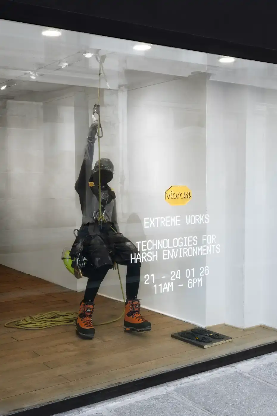 VIBRAM LOOKS AT EXTREME WORK THROUGH INDUSTRIAL FOOTWEAR This image explains Vibram’s Extreme Works installation and examines how industrial workers use technical footwear in harsh environments. (image 6 of 6)