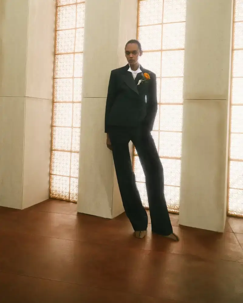 WALES BONNER EXPLORES MODERNIST ARCHITECTURE Wales Bonner Fall/Winter 2026 collection inspired by modernist architecture, featuring structured garments, collaborative craftsmanship, and cultural references. (image 23 of 25)