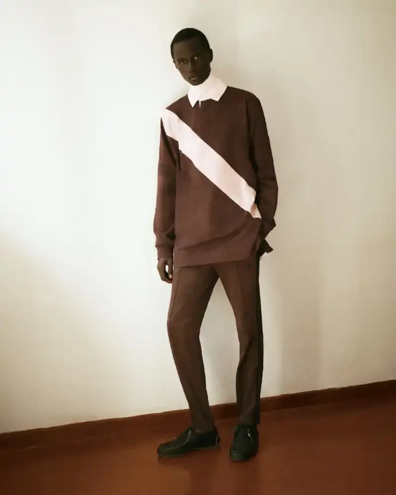 WALES BONNER EXPLORES MODERNIST ARCHITECTURE Wales Bonner Fall/Winter 2026 collection inspired by modernist architecture, featuring structured garments, collaborative craftsmanship, and cultural references. (image 2 of 25)