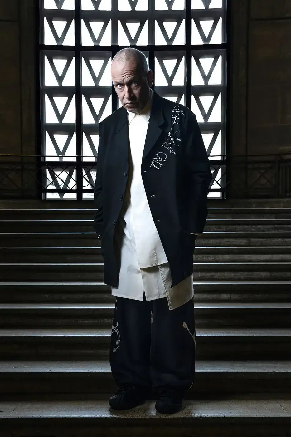 Y-3 FW26 CAMPAIGN FEATURES MARK GONZALES An editorial article detailing the Y-3 Fall/Winter 2026 campaign. The text describes the apparel and footwear, focusing on the collaboration between Adidas, Yohji Yamamoto, and Mark Gonzales. (image 6 of 14)