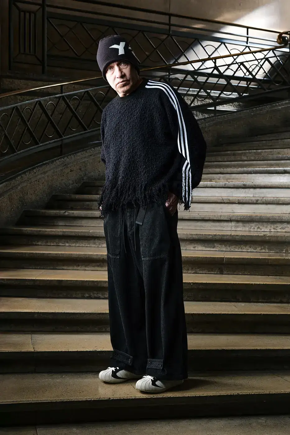 Y-3 FW26 CAMPAIGN FEATURES MARK GONZALES An editorial article detailing the Y-3 Fall/Winter 2026 campaign. The text describes the apparel and footwear, focusing on the collaboration between Adidas, Yohji Yamamoto, and Mark Gonzales.