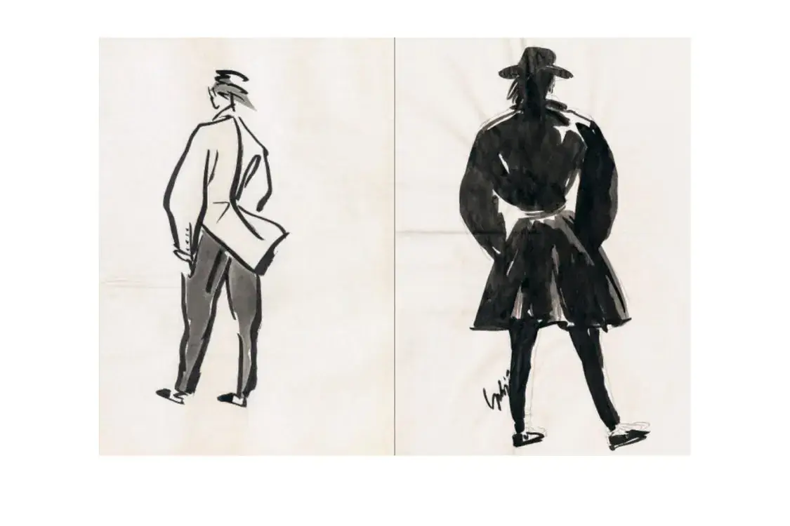 YOHJI YAMAMOTO RELEASES UNSEEN SKETCHES IN NEW BOOK image detailing the upcoming release of a 310 page hardcover book showcasing personal fashion drawings by Yohji Yamamoto.