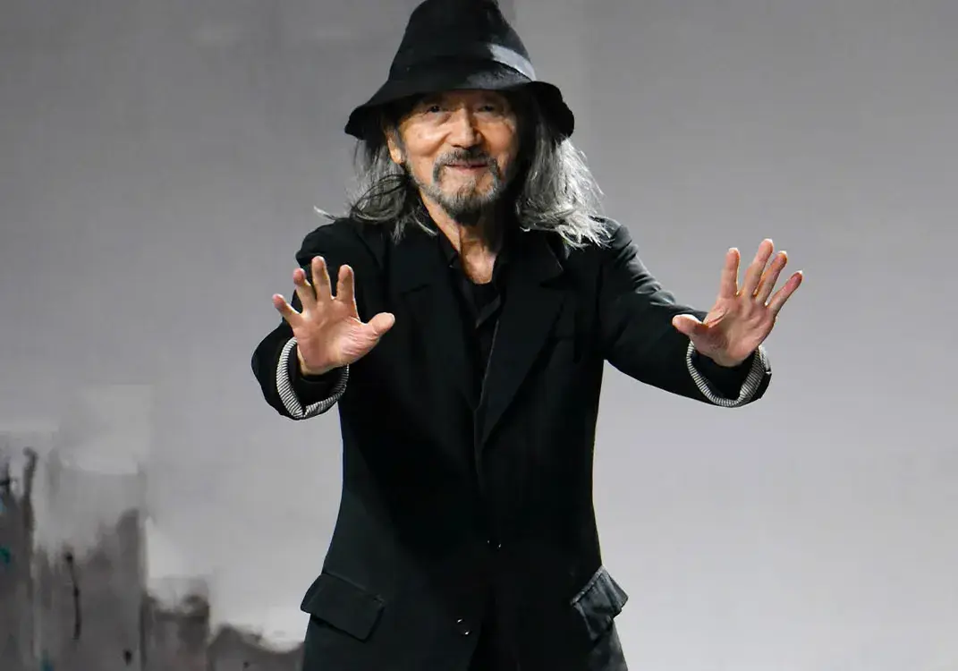 Japanese designer Yohji Yamamoto receives the British Fashion Council Outstanding Achievement Award at London Royal Albert Hall in 2026.