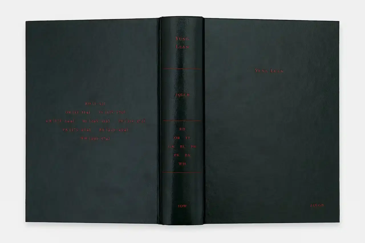 YUNG LEAN RELEASES IPHONE ARCHIVE BOOK image about musician Yung Lean's first book publication, containing ten years of personal iPhone content organized into themed chapters. The piece describes the book's physical design, content organization, and the artist's reflection on digital memory collection. (image 5 of 29)