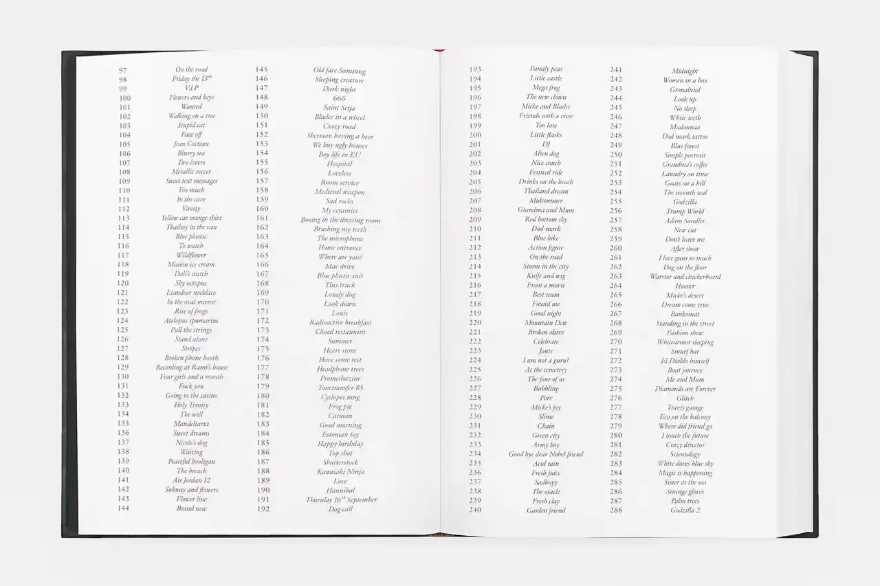 YUNG LEAN RELEASES IPHONE ARCHIVE BOOK image about musician Yung Lean's first book publication, containing ten years of personal iPhone content organized into themed chapters. The piece describes the book's physical design, content organization, and the artist's reflection on digital memory collection. (image 28 of 29)