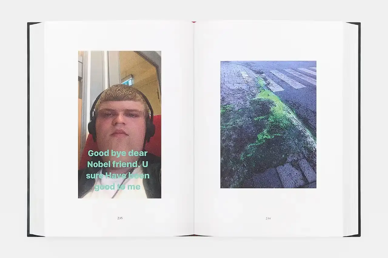 YUNG LEAN RELEASES IPHONE ARCHIVE BOOK image about musician Yung Lean's first book publication, containing ten years of personal iPhone content organized into themed chapters. The piece describes the book's physical design, content organization, and the artist's reflection on digital memory collection. (image 16 of 29)