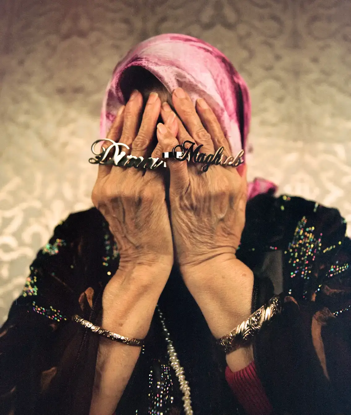 ZINA LOUHAICHY'S NEW RING COLLECTION Fashion designer Zina Louhaichy launches a collection of custom rings featuring photographs of her grandmother and aunt in traditional Moroccan clothing, photographed in her childhood home. (image 2 of 7)