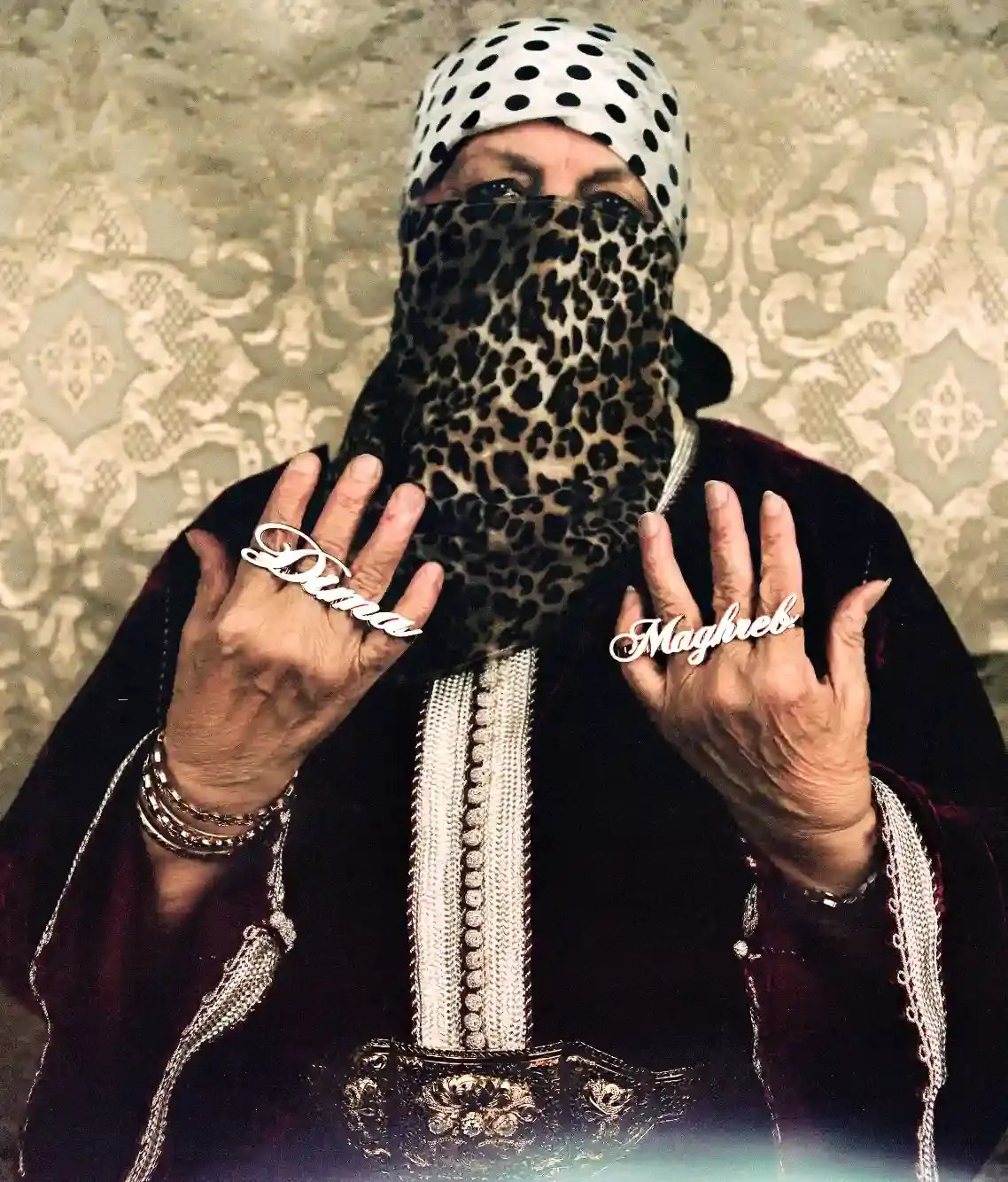 ZINA LOUHAICHY'S NEW RING COLLECTION Fashion designer Zina Louhaichy launches a collection of custom rings featuring photographs of her grandmother and aunt in traditional Moroccan clothing, photographed in her childhood home. (image 6 of 7)